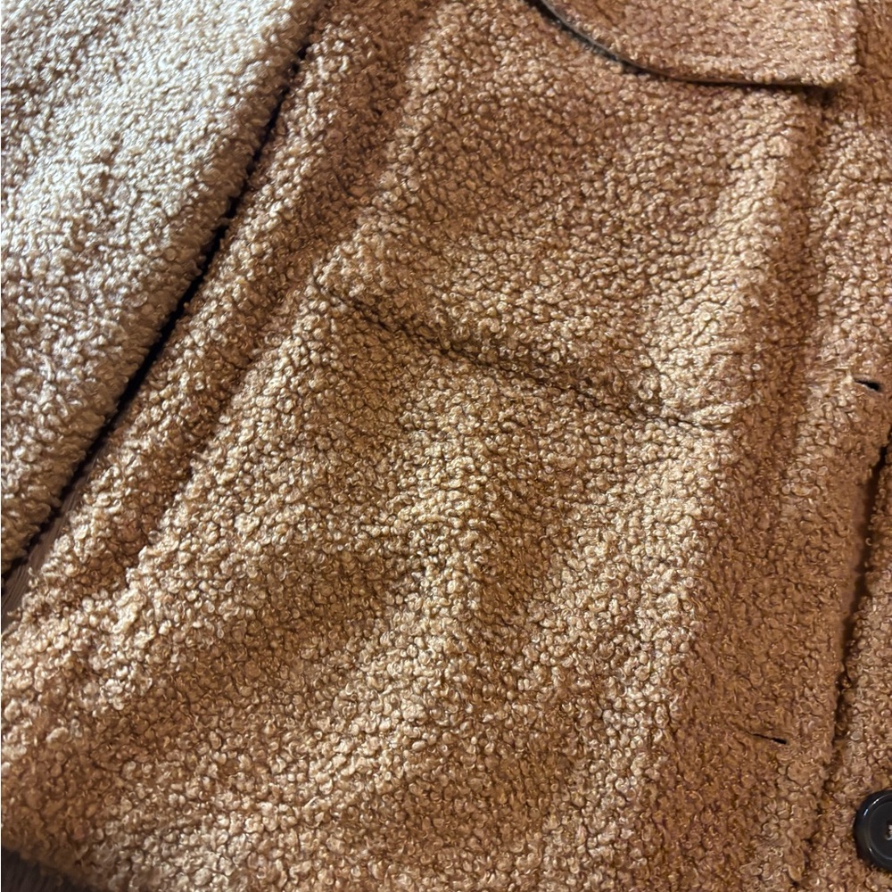 Fuzzy beige petite teddy jacket - Picture 4 of 6
